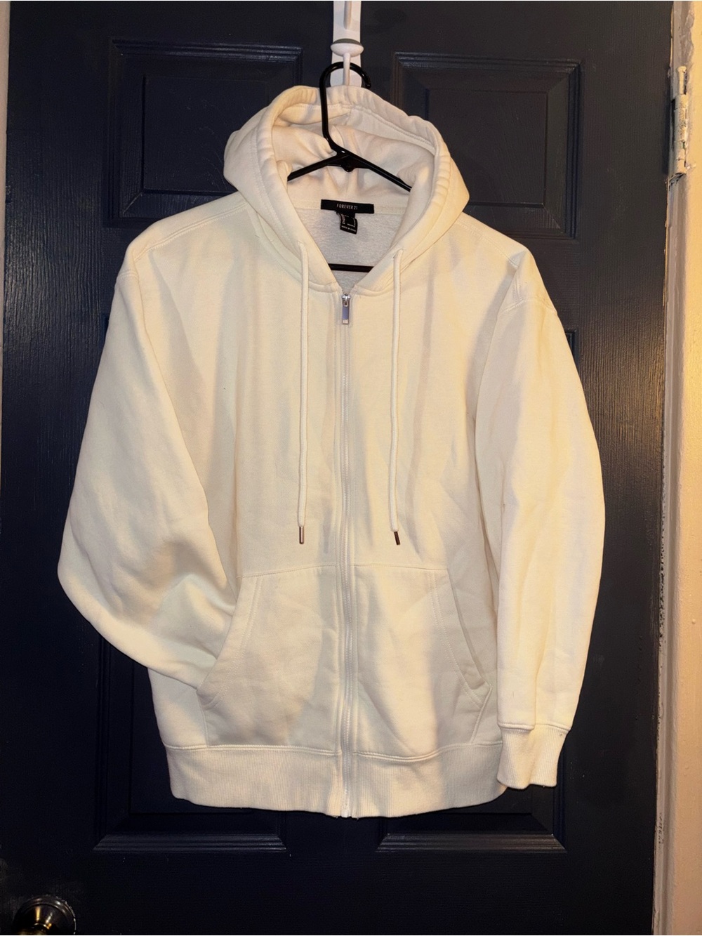 Forever 21 Cream Full-Zip Teddy Jacket Hoodie